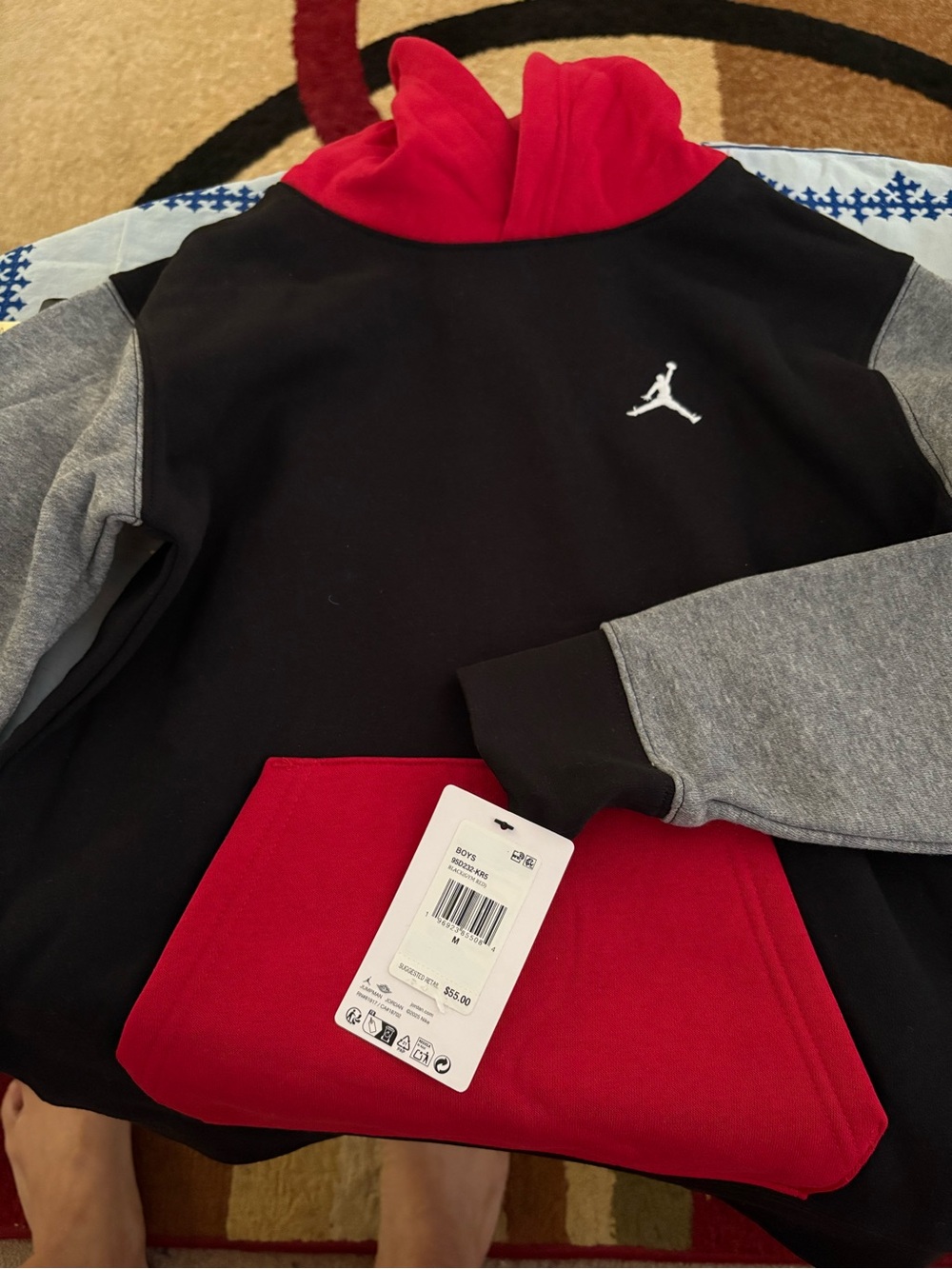 Jordan Colorblock Crewneck Sweatshirt - Black/Red/Grey